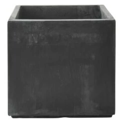 Pot Fiberclay Donkergrijs Streep Vierkant Ø33 H29 Cm