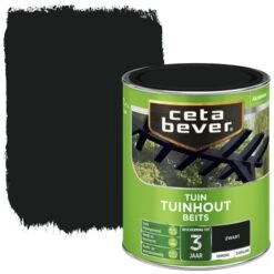 CetaBever Tuinhoutbeits Dekkend Zwart Zijdeglans 750 Ml